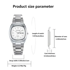 Minimalist square stainless steel watch for women with dual calendar and luminous dial