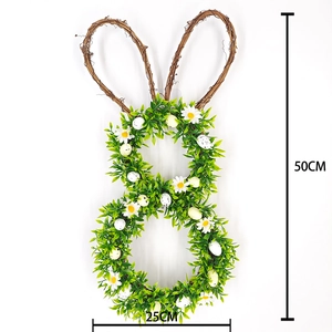 Close-up of Easter rabbit wreath with 50cm height and 25cm width dimensions