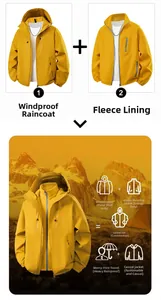 Drei-in-eins wasserdichte Jacke mit warmem Fleece-Innenfutter und abnehmbarer Windschutzhaube