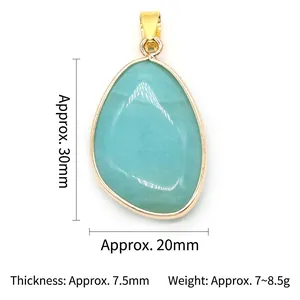 Natural teardrop crystal pendant in gold trim measuring 30x20x7.5mm for women