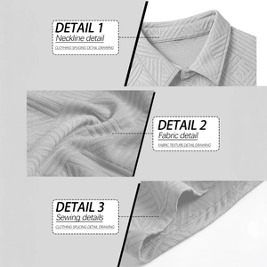 Ensemble chemise homme gris en jacquard avec détails du col et du tissu texturé