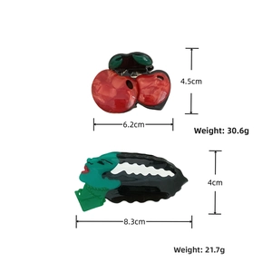 Detailed size and weight specs for cherry and Frankenstein acetate hair claws