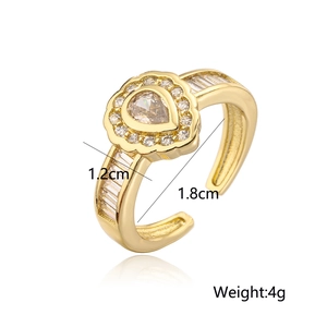 Detailed view of water drop zircon ring with dimensions 1.2cm height and 1.8cm width
