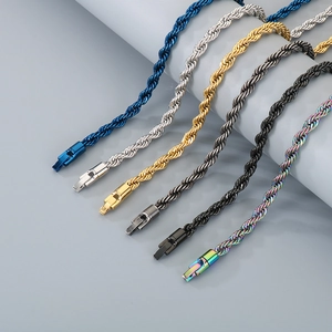 Collane a catena hip hop colorate in acciaio al titanio blu, argento, oro e nero uomo