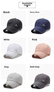 Detailed grid showing six colors of quick-dry baseball caps with reflective trim details