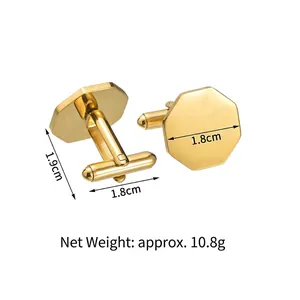 Octagon gold cufflinks dimensions showing 1.8cm diameter and 10.8g weight specifications