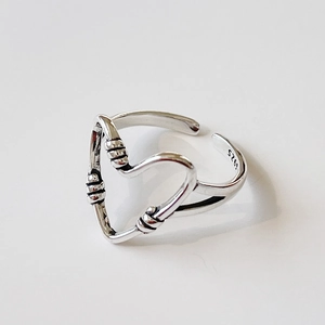 Heart Knotted Ring 925 Sterling Silver Open Adjustable Vintage Minimalist Style Jewelry For Women