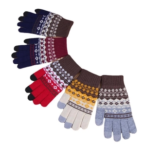 Winter-Strickhandschuhe mit Touchscreen-Funktion und nordischem Muster in fünf Farben