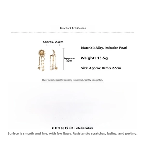 Detailed view of bohemian sun moon star earrings with size and weight specifications