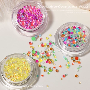 Mermaid aurora bubble glass beads in mixed sizes and colors for nail art decoration
