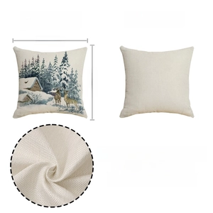 Detailed view of 45x45cm Christmas deer pillowcase with texture and back display