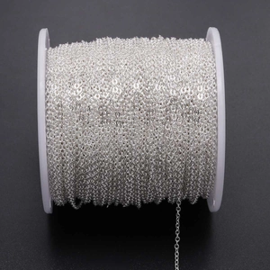Macro shot of silver plated metal cross chain roll for DIY jewelry making accessories