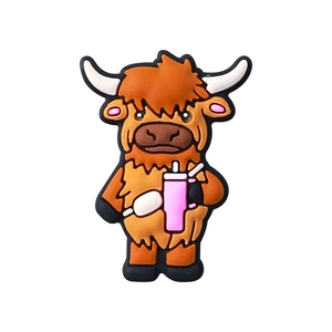 Perle en silicone vache Highland avec gobelet rose pour attache-tétine personnalisée