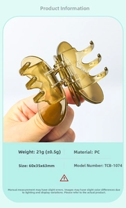 Detail showing amber butterfly hair claw clip dimensions 60x35x63mm and 21g weight specs