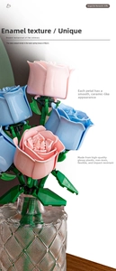 Macro shot of high-gloss rose building block pieces with smooth ceramic-like finish