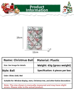 Detailed size specifications for 6pcs hand-painted Christmas ball ornaments set