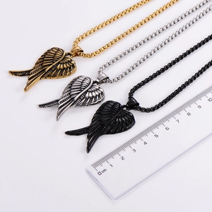Pendentifs ailes d'ange punk vintage en or argent et noir avec échelle de mesure