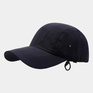 Detail of quick-dry baseball cap featuring ripstop texture and metal side ventilation