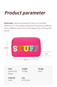 Paramètres de taille détaillés et dimensions pour la trousse de toilette en nylon