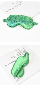 Detailed view of the double-sided Van Gogh oil painting style silk sleep mask with elastic strap