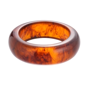 Retro amber acrylic resin wide bangle with translucent tortoiseshell marble texture