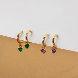 Titanium Steel Heart Hoop Earrings For Women Luxury Zirconia Inlaid Gold Plated Elegant Heart Shaped Jewelry Gift Accessories