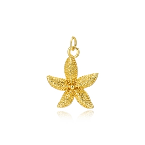 Golden starfish pendant charm with textured surface and ring for DIY jewelry making