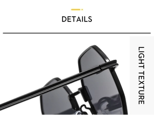Close-up of durable metal hinges and lightweight frame on black fashion sunglasses