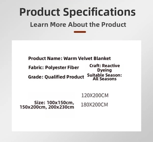 Polyester flannel blanket specification table detailing fabric and various size options