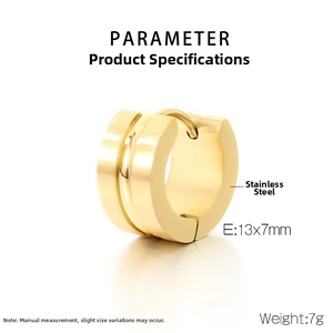 Detailed view of matte golden stainless steel C-shaped hoop earring with 13x7mm dimensions