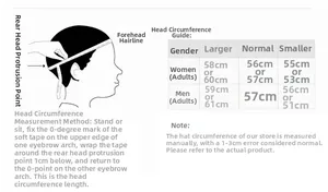 Size chart showing head circumference measurement guide for unisex baseball caps