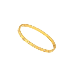 Elegant gold titanium steel square link bracelet featuring shimmering white zircon accents