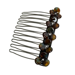 Elegant flower hair comb with amber petals and sparkling rhinestones for hair styling