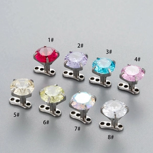 Minimalist Stainless Steel Dermal Anchor Set Internally Threaded Zirconia Skin Diver Piercing Jewelry Unisex Body Jewelry