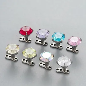 Minimalist Stainless Steel Dermal Anchor Set Internally Threaded Zirconia Skin Diver Piercing Jewelry Unisex Body Jewelry