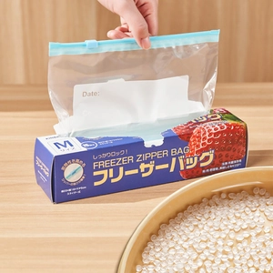 Freezer Zipper Bags Thickened PE Food Storage Bags With Slider Closure Stand Up Bottom Writeable Labels For Kitchen Fridge