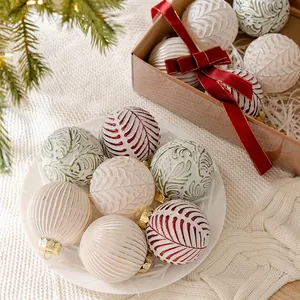Relief Christmas Tree Hanging Ornaments Scratched Decorative Baubles For Holiday Home Party Decor Festive Ornaments Universal Pendant Gifts