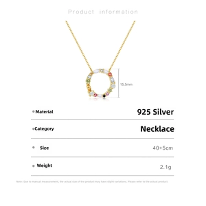Detailed specifications of S925 sterling silver colorful flower wreath necklace with dimensions