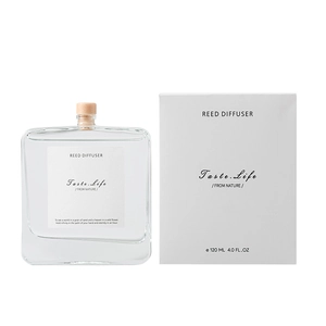 Elegant 120ml reed diffuser set with glass bottle and white gift box for home fragrance