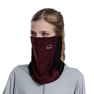 Outdoor ice silk sun protection mask in burgundy space dye with sport logo for cycling