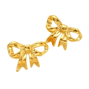 Elegant 18K gold plated titanium steel bowknot stud earrings in minimalist style
