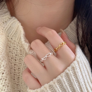 Elegant 925 sterling silver hollow heart ring in gold and silver finish for women