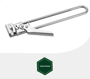 Detailed view of stainless steel adjustable jar opener with serrated clamp and non-slip handle