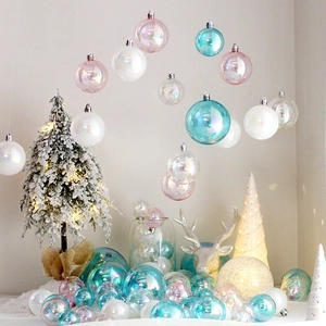 Iridescent Christmas Ball Ornaments Holographic Transparent Pearlized Tree Hanging Decor Holiday Party DIY Baubles