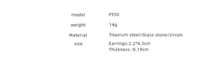 Detailed specifications of titanium steel earrings with zircon and glass stone