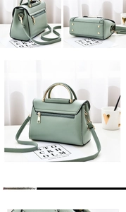Détails du sac à main vert pastel avec poignées dorées et rivets de protection