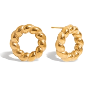 Elegant gold twisted rope hoop earrings in durable stainless steel for a luxury look