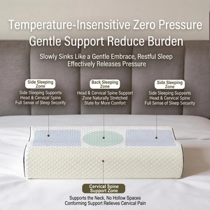 Ergonomic memory foam pillow with cervical support zones for side and back sleepers