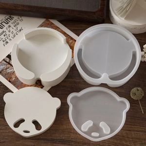 Silikonformen-Set für Panda-Bär und runde Untersetzer für DIY-Bastelarbeiten aus Harz