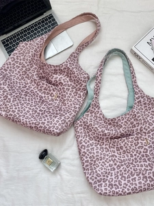 Leopard Print Faux Suede Tote Bag Women Large Capacity Reversible Shoulder Bag Vintage Fashion Casual Handbag